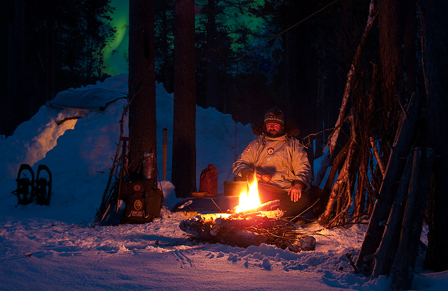 Cold Camping under the Northern Lights - Ice Raven - Sub Zero Adventure - Copyright Gary Waidson, All rights reserved.