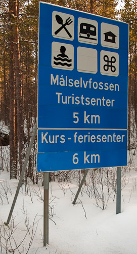 Malselvefossen Signpost - Ice Raven - Sub Zero Adventure - Copyright Gary Waidson, All rights reserved.