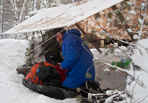 Bob in Shelter - Ice Raven - Sub Zero Adventure - Copyright Gary Waidson, All rights reserved.