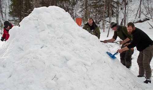 Building a Quinzhee - Ice Raven - Sub Zero Adventure - Copyright Gary Waidson, All rights reserved.