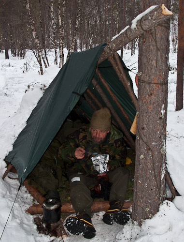 Chris the Cat in Shelter - Ice Raven - Sub Zero Adventure - Copyright Gary Waidson, All rights reserved.