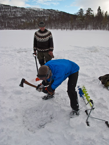 Cutting Ice Bowl for Water Collection - Ice Raven - Sub Zero Adventure - Copyright Gary Waidson, All rights reserved.