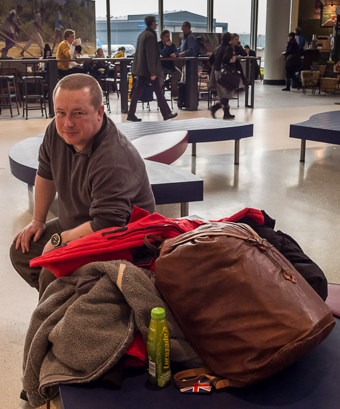 Damian O'Toole at Manchester Airport - Ice Raven - Sub Zero Adventure - Copyright Gary Waidson, All rights reserved.