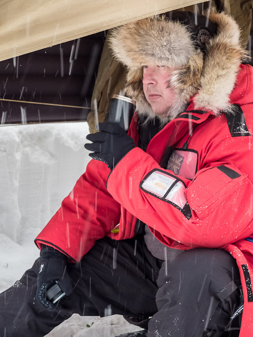 Damian under Shelter - Ice Raven - Sub Zero Adventure - Copyright Gary Waidson, All rights reserved.