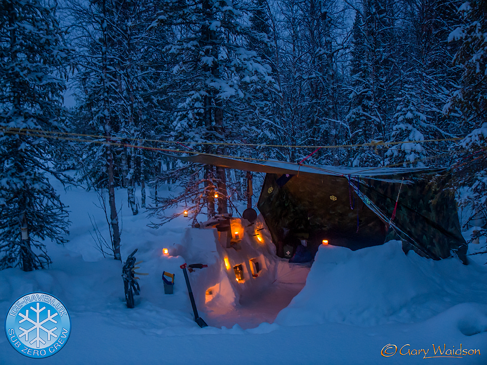 the Snow Shed inthe evening - Ice Raven - Sub Zero Adventure - Copyright Gary Waidson, All rights reserved.