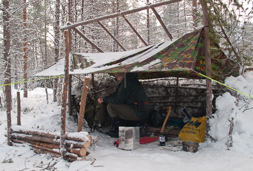 Ted in Shelter - Ice Raven - Sub Zero Adventure - Copyright Gary Waidson, All rights reserved.